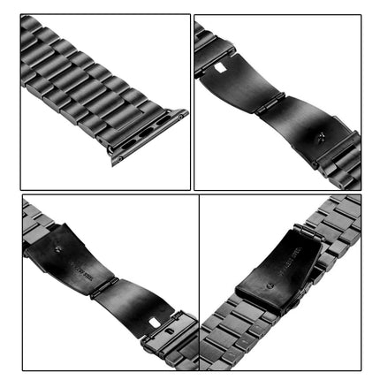 Fold Buckle 3 Beads Stainless Steel Watch Band For Apple Watch Ultra 49mm&Watch Ultra 2 49mm / Series 9&8&7 45mm / SE 3&SE 2&6&SE&5&4 44mm / 3&2&1 42mm(Starlight)-garmade.com