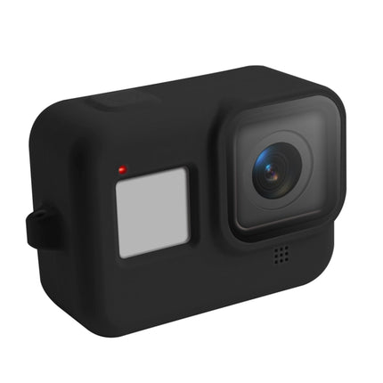 Silicone Protective Case Cover with Wrist Strap for GoPro HERO8 Black(Black)-garmade.com