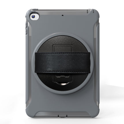 For iPad mini (2019) & mini 4 360 Degree Rotation PC+TPU Protective Cover with Holder & Hand Strap(Grey)-garmade.com