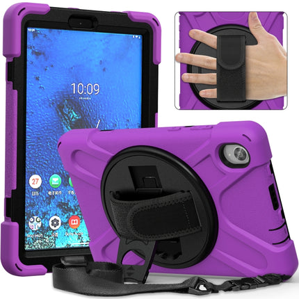For Lenovo Tab M8 (2020) TB-8705F 8.0 inch Shockproof Colorful Silicone + PC Protective Case with Holder & Shoulder Strap & Hand Strap(Purple)-garmade.com