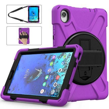 For Lenovo Tab M8 (2020) TB-8705F 8.0 inch Shockproof Colorful Silicone + PC Protective Case with Holder & Shoulder Strap & Hand Strap(Purple)-garmade.com