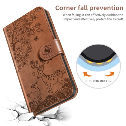 For Xiaomi Redmi 9C Sika Deer Embossing Pattern Horizontal Flip PU Leather Case with Holder & Card Slot & Wallet & Photo Frame(Brown)-garmade.com