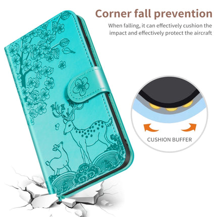 For Xiaomi Redmi 9T Sika Deer Embossing Pattern Horizontal Flip PU Leather Case with Holder & Card Slot & Wallet & Photo Frame(Green)-garmade.com