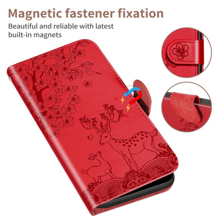 For Xiaomi Redmi Note 9 Pro Sika Deer Embossing Pattern Horizontal Flip PU Leather Case with Holder & Card Slot & Wallet & Photo Frame(Red)-garmade.com
