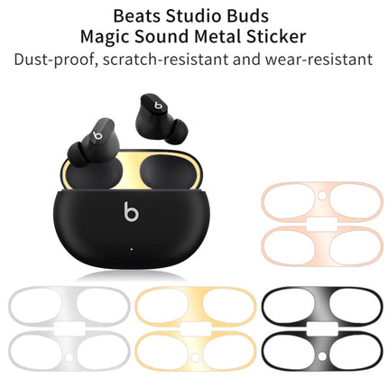 For Beats Studio Buds Wireless Bluetooth Earphone Magic Sound Metal Protective Sticker(Black)-garmade.com