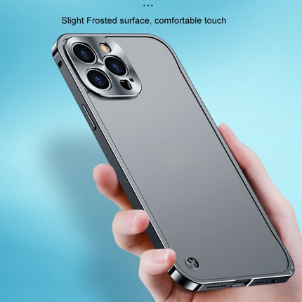 Metal Frame Frosted PC Shockproof Phone Case For iPhone 13 Pro(Silver)-garmade.com