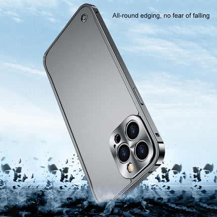 Metal Frame Frosted PC Shockproof Phone Case For iPhone 13 Pro(Silver)-garmade.com