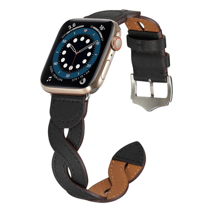Weave Watch Band For Apple Watch Series 9&8&7 41mm / SE 3&SE 2&6&SE&5&4 40mm / 3&2&1 38mm(Black)-garmade.com