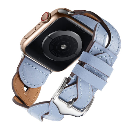 Weave Watch Band For Apple Watch Series 9&8&7 41mm / SE 3&SE 2&6&SE&5&4 40mm / 3&2&1 38mm(Light Blue)-garmade.com