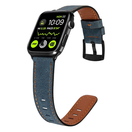 Retro Leather Watch Band For Apple Watch Ultra 49mm&Watch Ultra 2 49mm / Series 9&8&7 45mm / SE 3&SE 2&6&SE&5&4 44mm / 3&2&1 42mm(Blue)-garmade.com