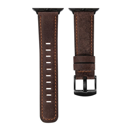 Retro Leather Watch Band For Apple Watch Ultra 49mm&Watch Ultra 2 49mm / Series 9&8&7 45mm / SE 3&SE 2&6&SE&5&4 44mm / 3&2&1 42mm(Dark Brown)-garmade.com
