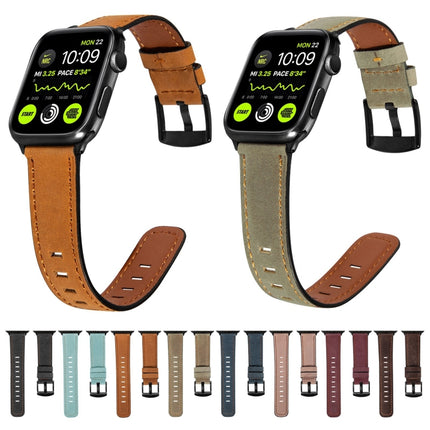 Retro Leather Watch Band For Apple Watch Ultra 49mm&Watch Ultra 2 49mm / Series 9&8&7 45mm / SE 3&SE 2&6&SE&5&4 44mm / 3&2&1 42mm(Black)-garmade.com