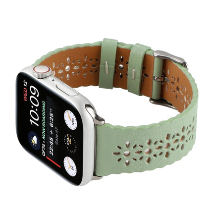Hollow Genuine Leather Watch Band For Apple Watch Ultra 49mm&Watch Ultra 2 49mm / Series 9&8&7 45mm / SE 3&SE 2&6&SE&5&4 44mm / 3&2&1 42mm(Green)-garmade.com