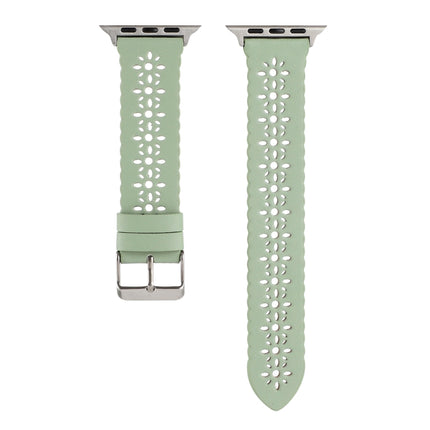 Hollow Genuine Leather Watch Band For Apple Watch Ultra 49mm&Watch Ultra 2 49mm / Series 9&8&7 45mm / SE 3&SE 2&6&SE&5&4 44mm / 3&2&1 42mm(Green)-garmade.com