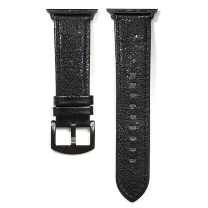 Glitter Genuine Leather Watch Band For Apple Watch Series 9&8&7 41mm / SE 3&SE 2&6&SE&5&4 40mm / 3&2&1 38mm(Black)-garmade.com