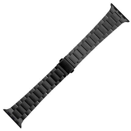 Small Waist Stainless Steel Watch Band For Apple Watch Series 8&7 45mm / SE 2&6&SE&5&4 44mm / 3&2&1 42mm(Black)-garmade.com