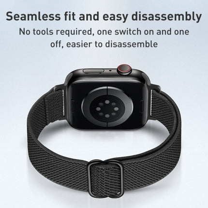 Small Waist Nylon Watch Band For Apple Watch Ultra 49mm&Watch Ultra 2 49mm / Series 9&8&7 45mm / SE 3&SE 2&6&SE&5&4 44mm / 3&2&1 42mm(Black)-garmade.com