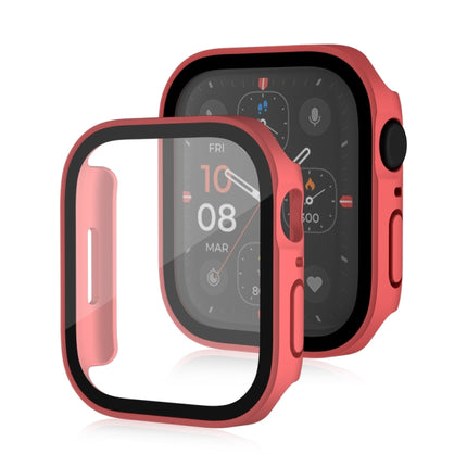 Life Waterproof Frosted 2 in 1 PC Frame + Tempered Glass Protective Case For Apple Watch Series 9 / 8 / 7 45mm(Red)-garmade.com