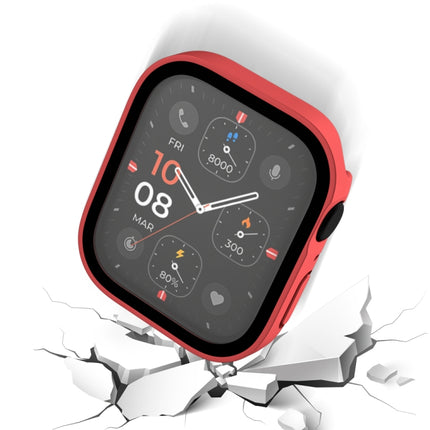 Life Waterproof Frosted 2 in 1 PC Frame + Tempered Glass Protective Case For Apple Watch Series 9 / 8 / 7 45mm(Red)-garmade.com