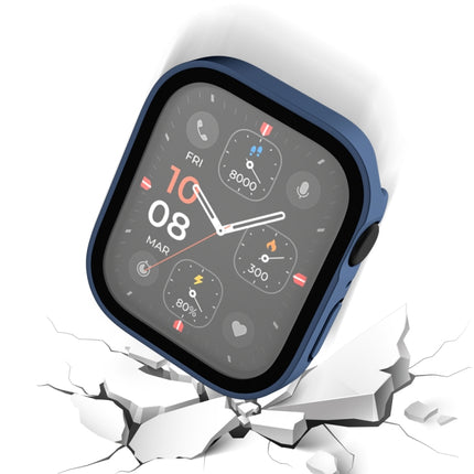 Life Waterproof Frosted 2 in 1 PC Frame + Tempered Glass Protective Case For Apple Watch Series 9 / 8 / 7 41mm(Blue)-garmade.com