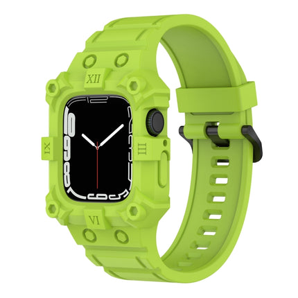 Integrated Silicone Watch Band For Apple Watch Series 8&7 45mm / SE 2&6&SE&5&4 44mm / 3&2&1 42mm(Lime Green)-garmade.com