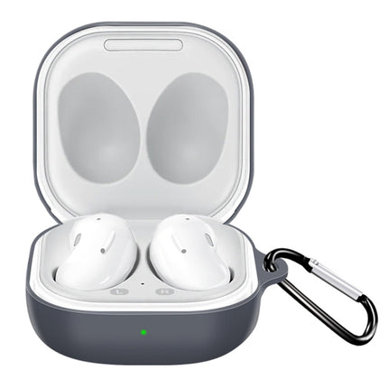 For New Samsung Galaxy Buds Live/Pro Solid Color Anti-fall Earphone Protective Case with Hook(Black)-garmade.com