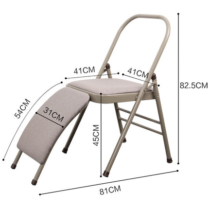 Coach Type Multifunctional Folding Yoga Auxiliary Chair, Double Beam + Lumbar Support(Grey)-garmade.com