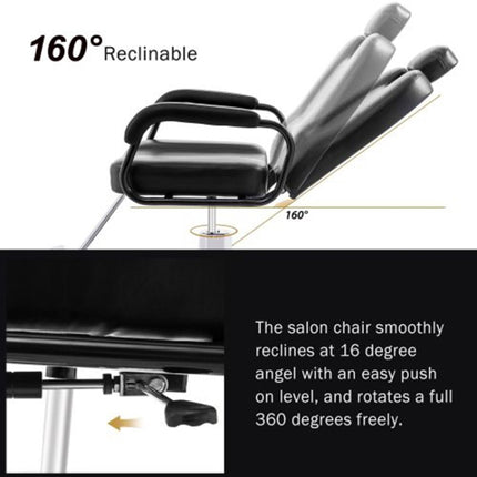 [US Warehouse] Beauty Salon Tatoo Spa Equipment Reclining Barber Chair (Black)-garmade.com