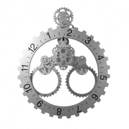 Home Simple European Style Triangular Mechanical Gears Wall Clock (Silver)-garmade.com