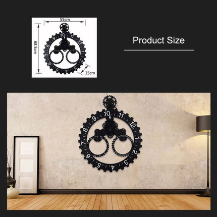 Home Simple European Style Triangular Mechanical Gears Wall Clock (Silver)-garmade.com