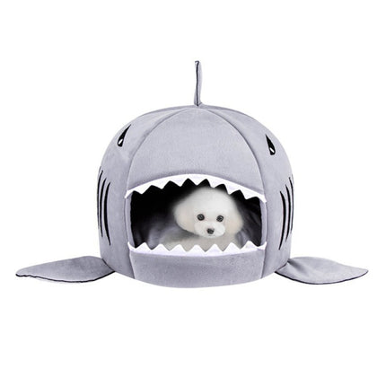Indoor Pet Dog Puppy Cat Warm House Sharks Pet Sleeping Bed Nest, M Size: 50x50x48cm(Grey)-garmade.com
