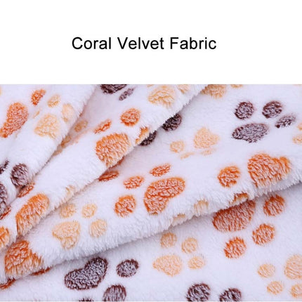 Dog Kennel Mat Footprints Pattern Thick Warm Coral Fleece Pet Dog Blankets, Size: S, 40*60cm(Coffee)-garmade.com