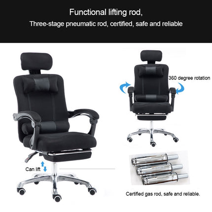 RC-10-1 Computer Chair Office Chair Home Esports Net Cloth Lifted Rotated Footrest Reclining Chair with Steel Feet(Black)-garmade.com