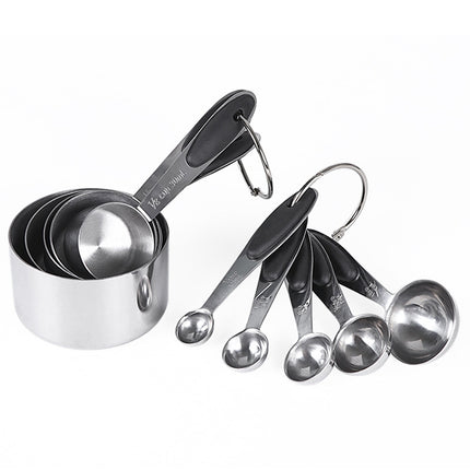 kn650 10 in 1 Black Stainless Steel Measuring Spoon Cake Mold Baking Tool Set-garmade.com