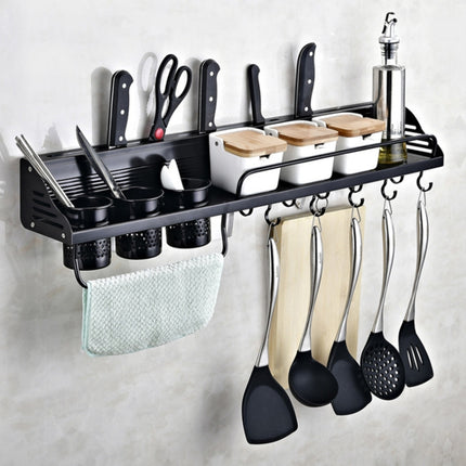 A Version 40cm 1 Cup Kitchen Multi-function Wall-mounted Condiment Holder Storage Rack(Black)-garmade.com