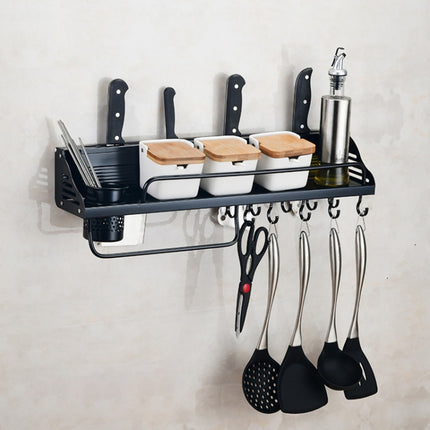 A Version 60cm 1 Cup 10 Hooks Kitchen Multi-function Wall-mounted Condiment Holder Storage Rack-garmade.com