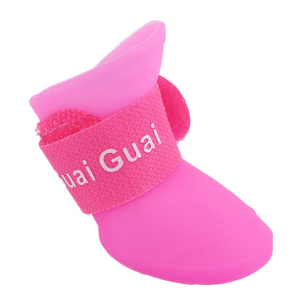 Lovely Pet Dog Shoes Puppy Candy Color Rubber Boots Waterproof Rain Shoes, S, Size: 4.3 x 3.3cm(Pink)-garmade.com
