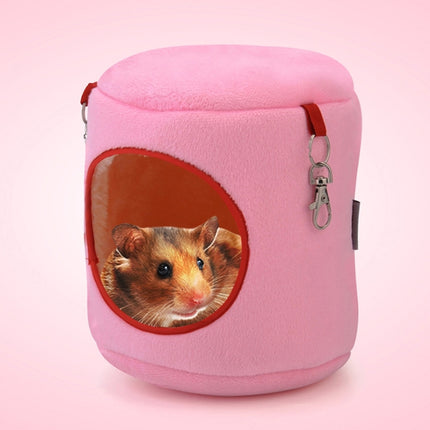 Flannel Cylinder Pet House Warm Hamster Hammock Hanging Bed Small Pets Nest, M, Size:10*12*12cm(Pink)-garmade.com