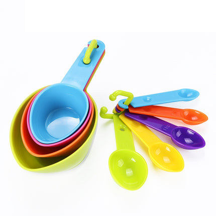 kn7600 9 in 1 Colorful Pointed Plastic Measuring Spoon Measuring Cup Baking Tool Set-garmade.com