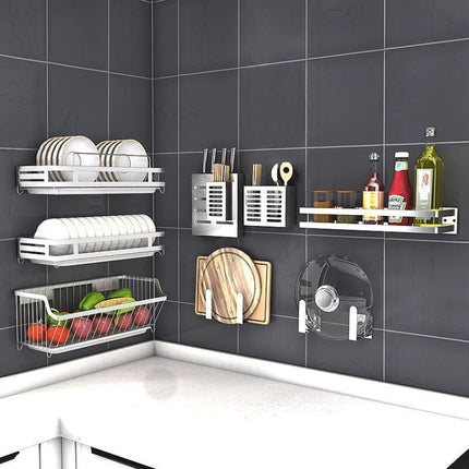 304 Stainless Steel Wall-mounted Kitchen Rack Hanging Pot Lid Holder-garmade.com