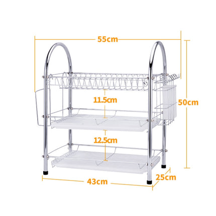 Multi-function Kitchen Stainless Steel Three Layers Arch Shape Rack Hanging Bowl Dish Holder-garmade.com