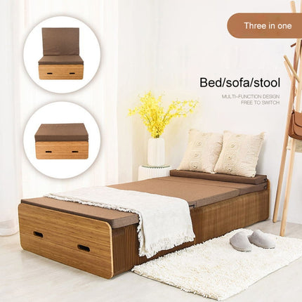 Creative Folding Single Bed, Size: Width: 200x90cm (Brown)-garmade.com