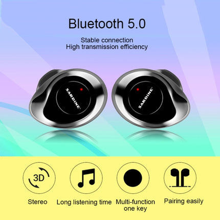 SARDiNE F8 TWS Bluetooth V5.0 Wireless Stereo Earphones with Charging Box(Silver)-garmade.com