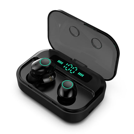 M7 TWS V5.0 Binaural Wireless Stereo Bluetooth Headset with Charging Case and Digital Display(Black)-garmade.com