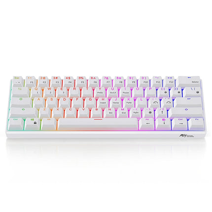 RK61 61 Keys Bluetooth / 2.4G Wireless / USB Wired Three Modes Red Switch Tablet Mobile Gaming Mechanical Keyboard with RGB Backlight, Cable Length: 1.5m (White)-garmade.com