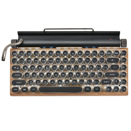 TW1867 Round Retro Punk Keycap Mechanical Wireless Bluetooth Keyboard (Wood)-garmade.com