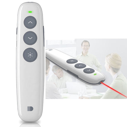 Doosl DSIT007 2.4GHz Rechargeable Powerpoint Presentation Wireless Cliker Remote Control Pen, Control Distance: 100m(White)-garmade.com