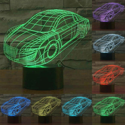 Car Style 3D Touch Switch Control LED Light , 7 Color Discoloration Creative Visual Stereo Lamp Desk Lamp Night Light-garmade.com
