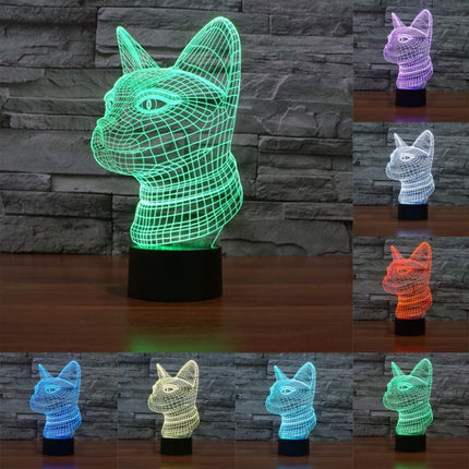Side Face Cat Style 3D Touch Switch Control LED Light , 7 Color Discoloration Creative Visual Stereo Lamp Desk Lamp Night Light-garmade.com
