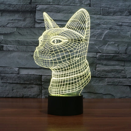 Side Face Cat Style 3D Touch Switch Control LED Light , 7 Color Discoloration Creative Visual Stereo Lamp Desk Lamp Night Light-garmade.com